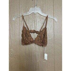 HAH x Free people Chi Bralette Milk Chocolate Boho Festive Bralette Size L NWT